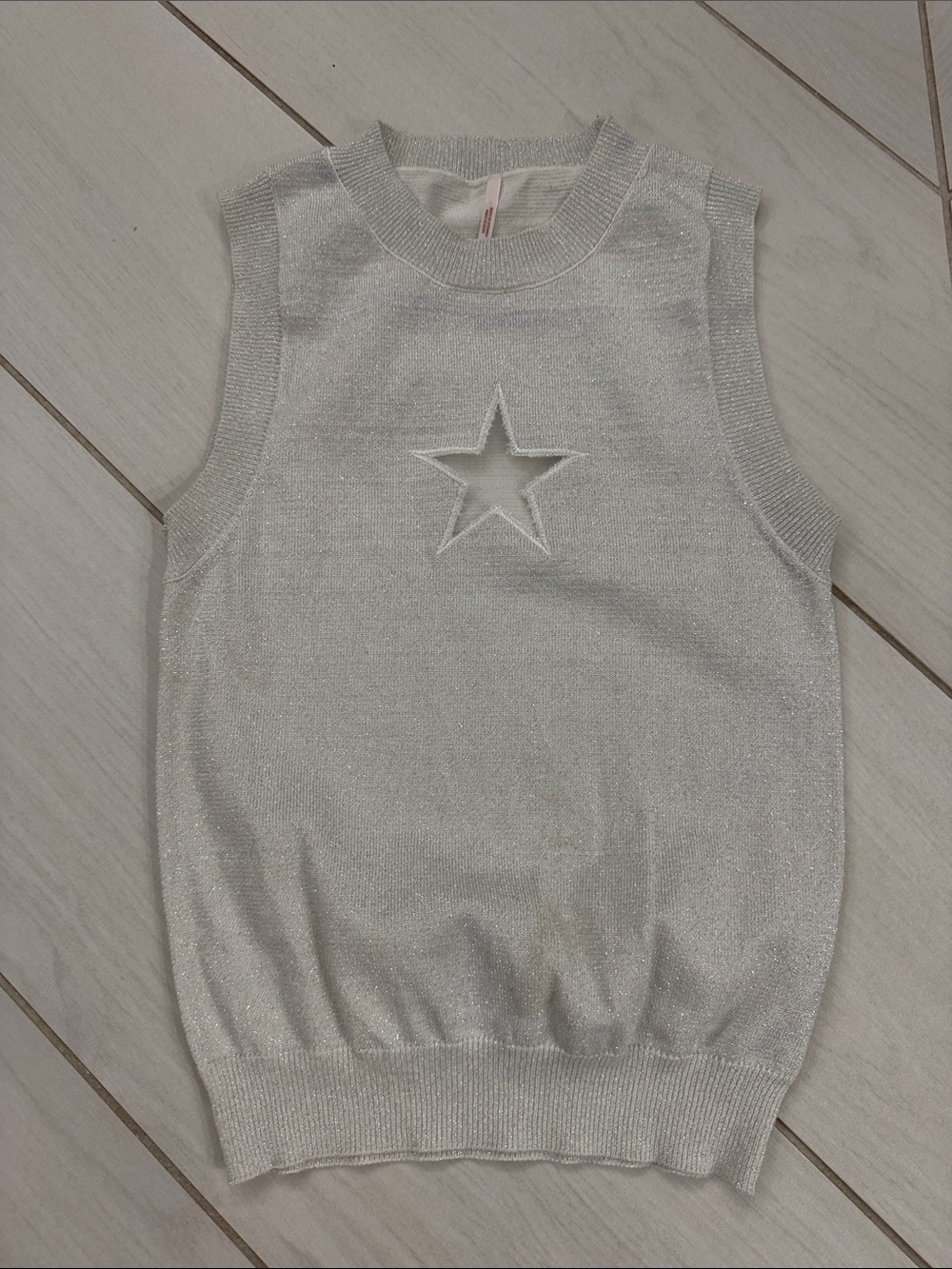 Free People Sparkle Star Knit Tank Top - Silver